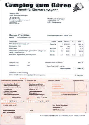 Rechnung mit Einzahlungsschein