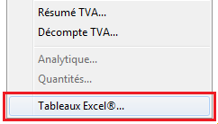 Commande Tableaux Excel