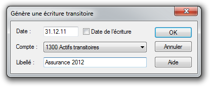 Génère une écriture transitoire