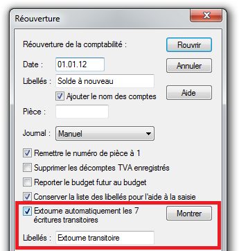 Génération automatique des extournes pour les transitoires