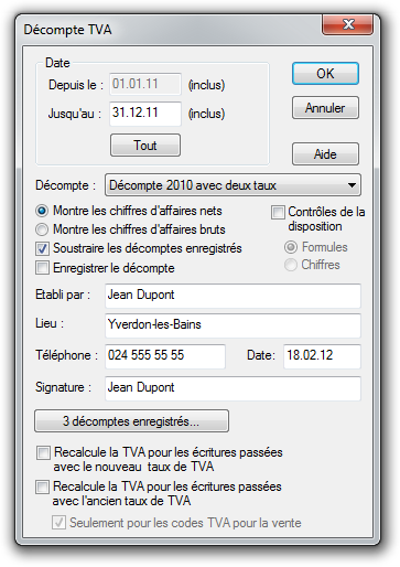 Dialogue pour le décompte de TVA Décompte TVA