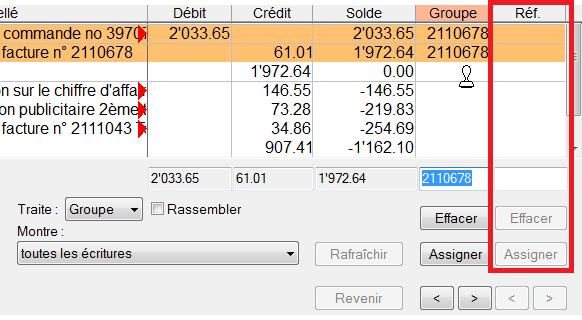 Extrait de compte avec aide au pointage et réf.