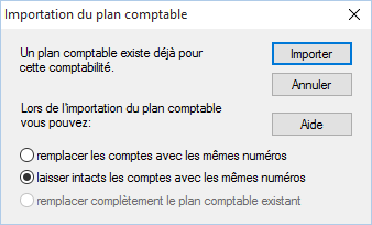 Importation du plan comptable