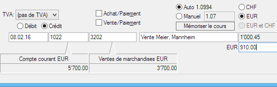 Saisie d’une écriture en monnaie étrangère