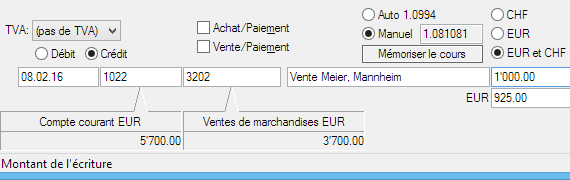 Saisie d’une écriture en monnaie étrangère