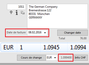 Calcul du cours selon la date de la facture