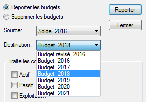 Reporter les budgets