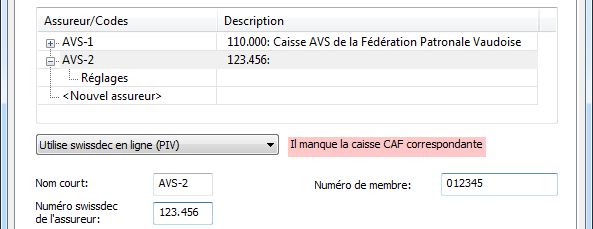 Ajout d’une caisse AVS