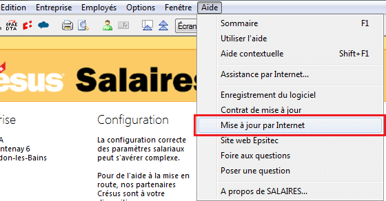 Mise à jour par Internet