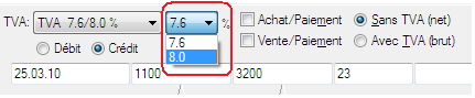 Saisie avec nouveau taux TVA