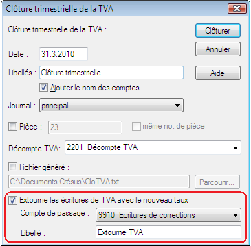 Clôture trimestrielle de la TVA