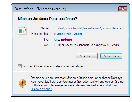 Windows Sicherheitswarnung